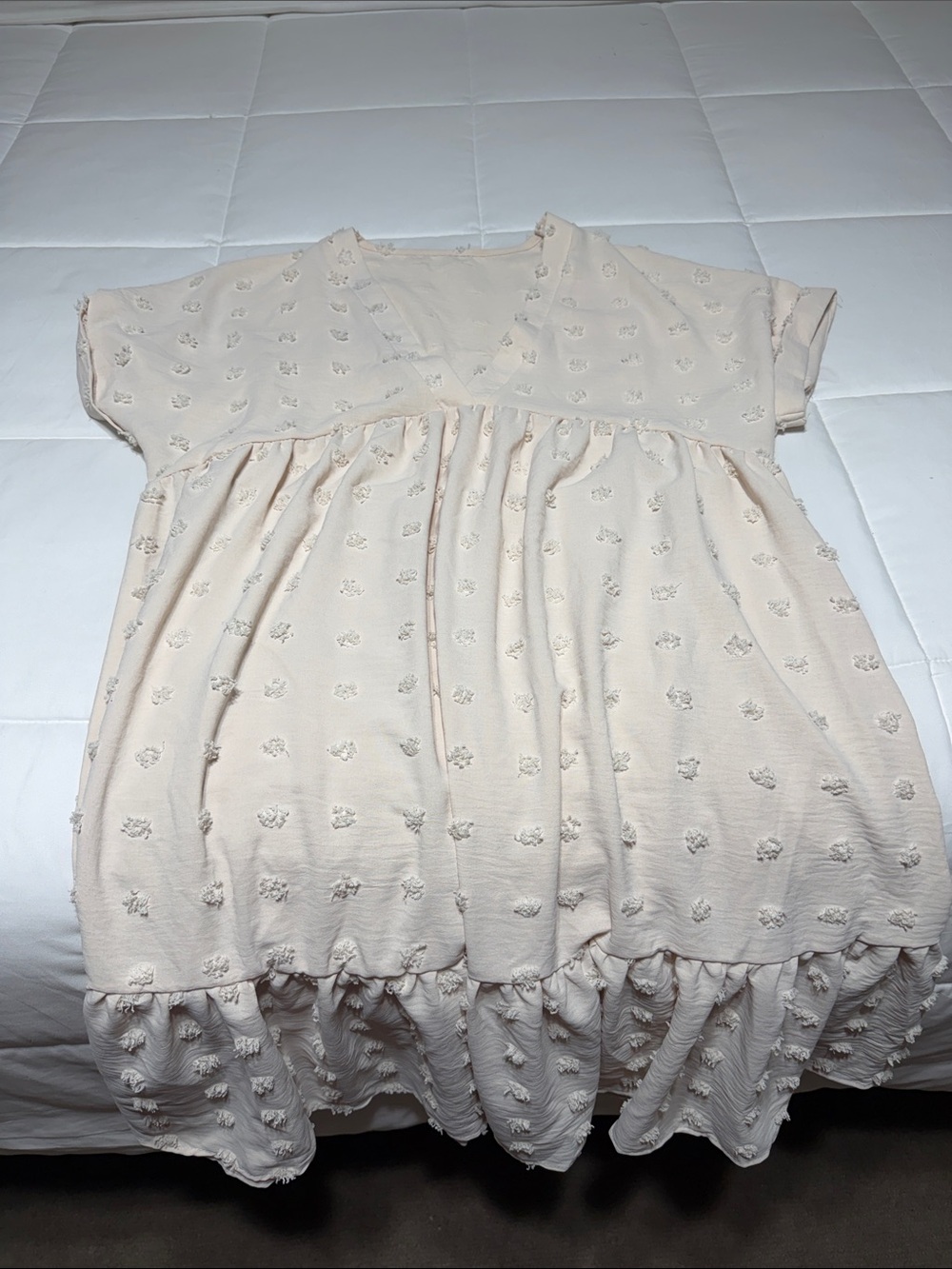 Textured Ivory Babydoll Dress